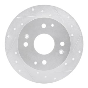 Acura CL Brake Rotor (1) - Rear Right - R1 Concepts - Drilled & Slotted - Silver - `98-`02